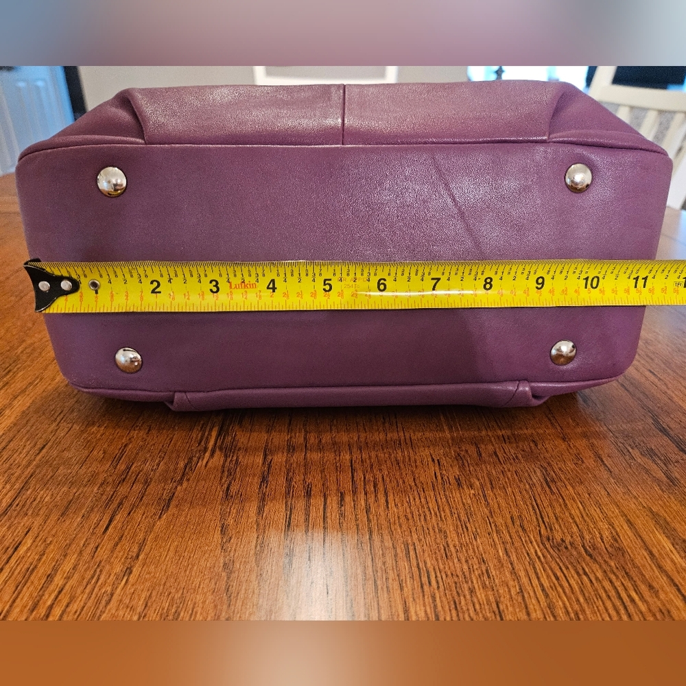 Coach Berry Purple Leather Soho Shoulder Bag w/ Double Handles & Bottom Studs - Picture 7 of 16